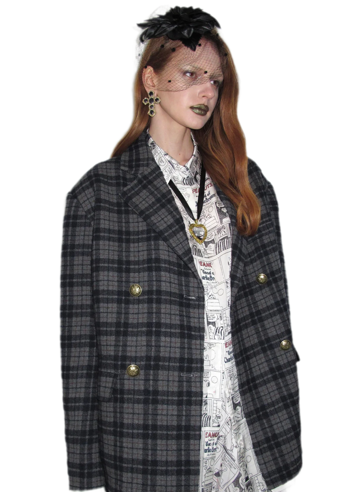 Vintage Plaid Double-Breasted Coat