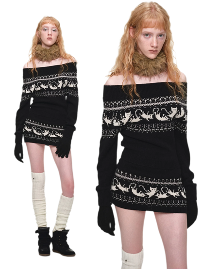 Haut en maille pour chat Fair Isle
