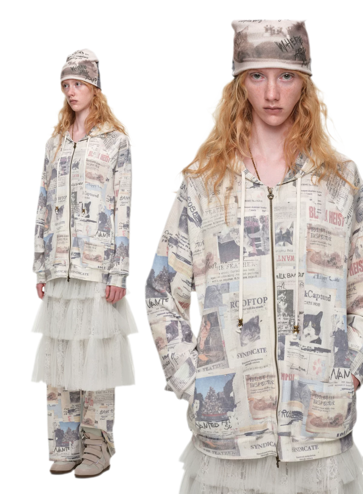 Waffle Print Hooded Set