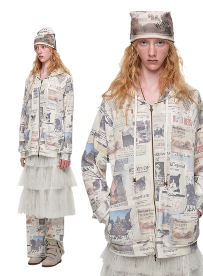 Waffle Print Hooded Set