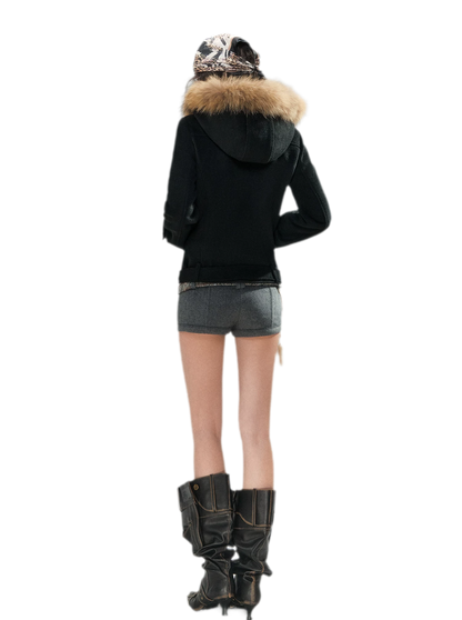 Wool Belted Hooded Coat