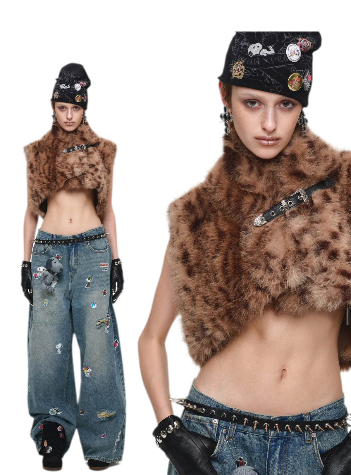 Belted Leopard Faux Fur Vest