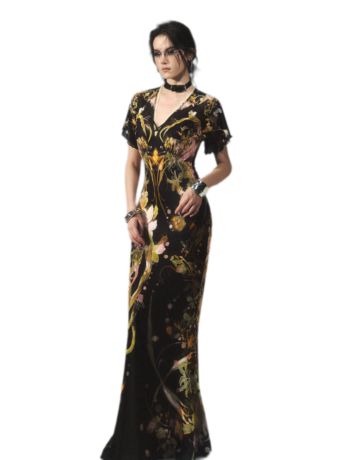 Aquarell-Blumen-Fischschwanzkleid