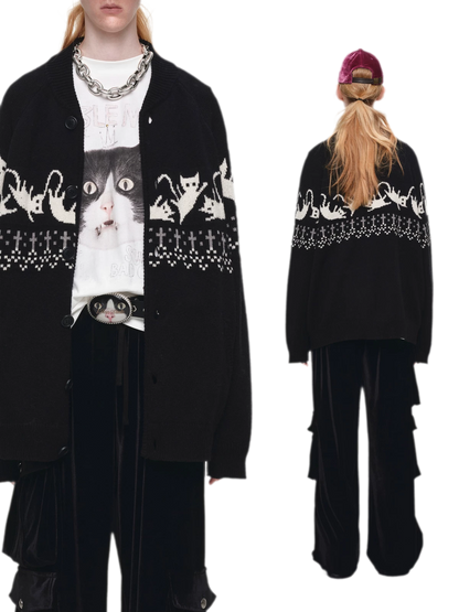 Gilet jacquard Fair Isle avec chats