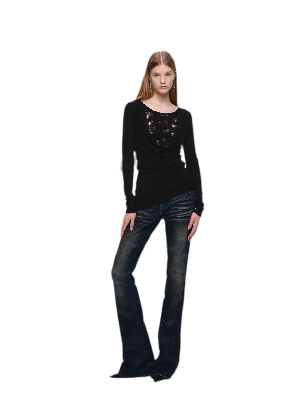 Velvet Lace Cowlneck Dress