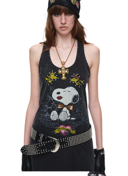 Washed Print Tank Dress