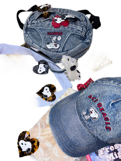 Washed Denim Embroidered Backpack