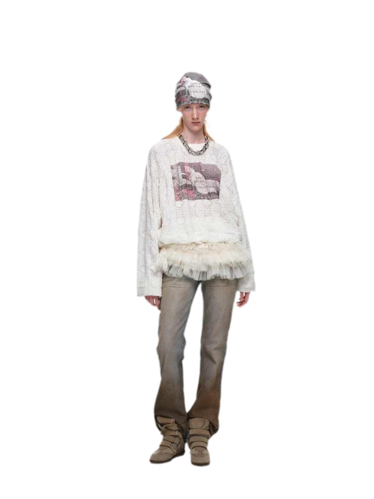 Quần jeans ống loe chuyển màu phong cách vintage