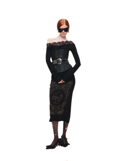 Acetate Cashmere Lace Knit Top