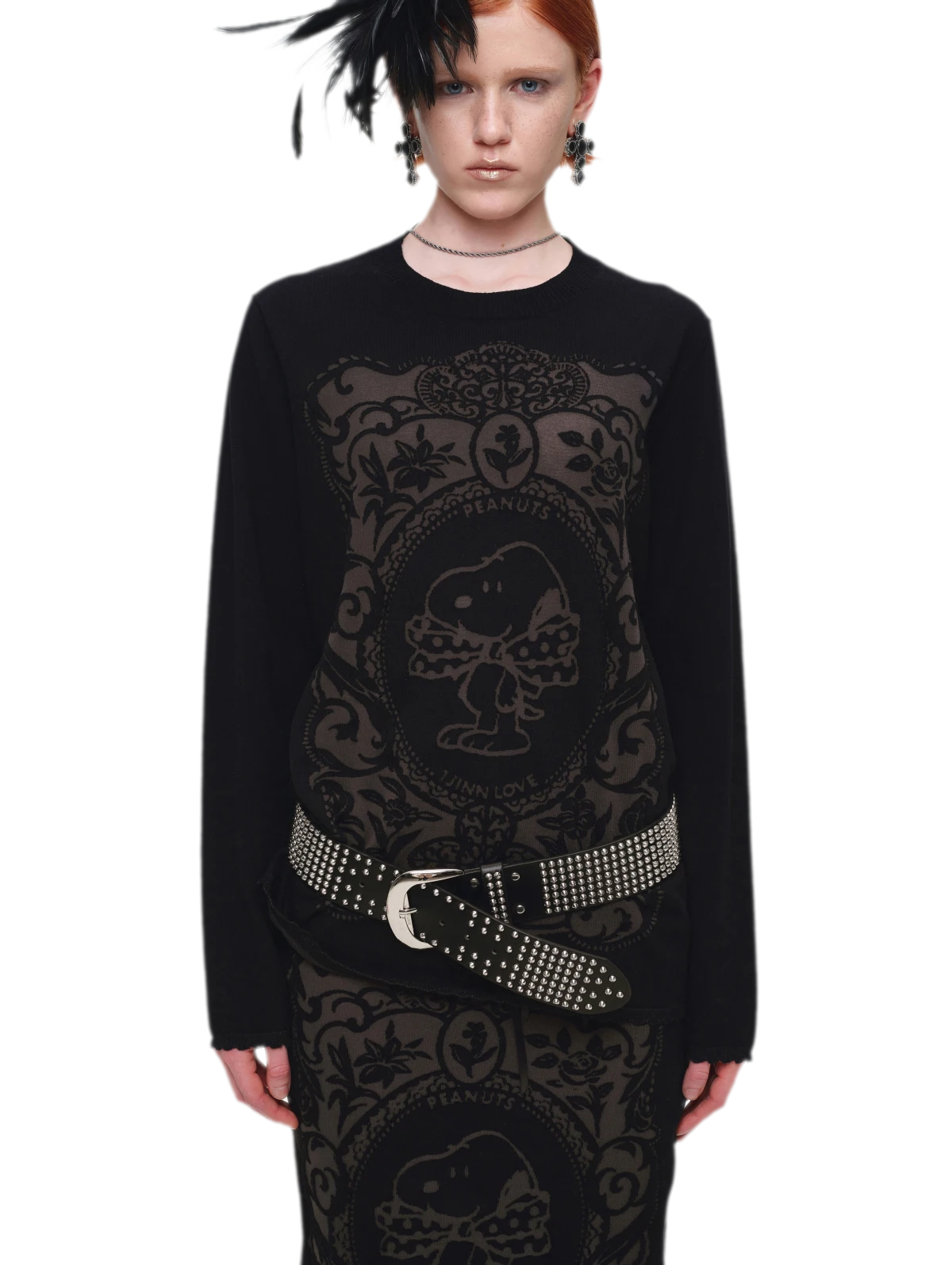 Burnout Graphic Knit Sweater
