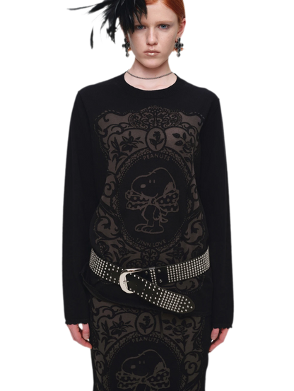 Burnout Graphic Knit Sweater