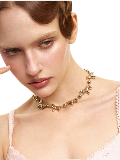 Embossed Pony Clavicle Necklace
