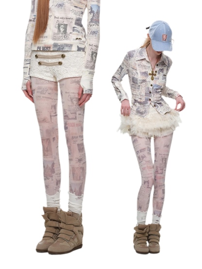 Vintage Cat Print Tights