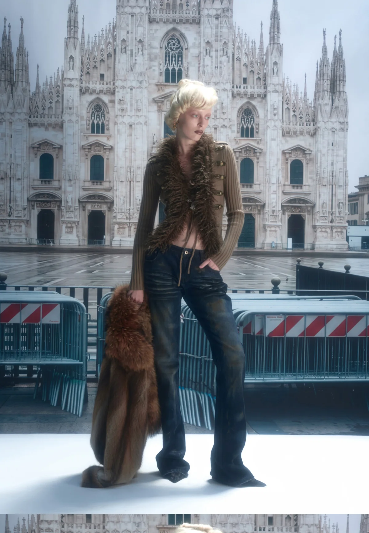 Rust-Dyed Flared Leg Jeans