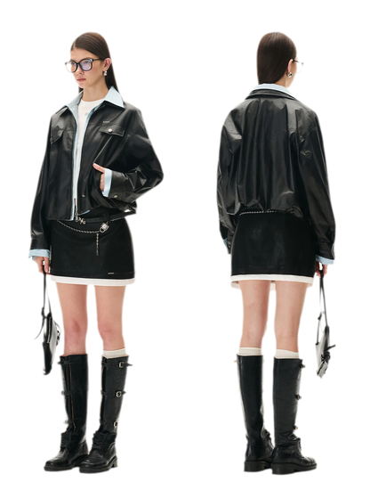 Matte Cropped Deconstructed Jacket