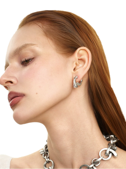Vintage Gold &amp; Silver Zircon Earrings