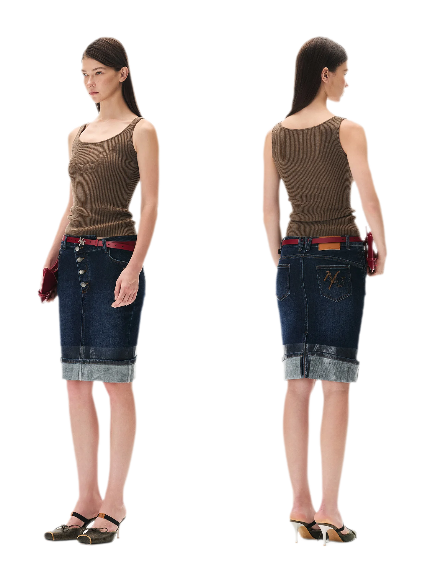 Openwork Jacquard Slim Knit Vest