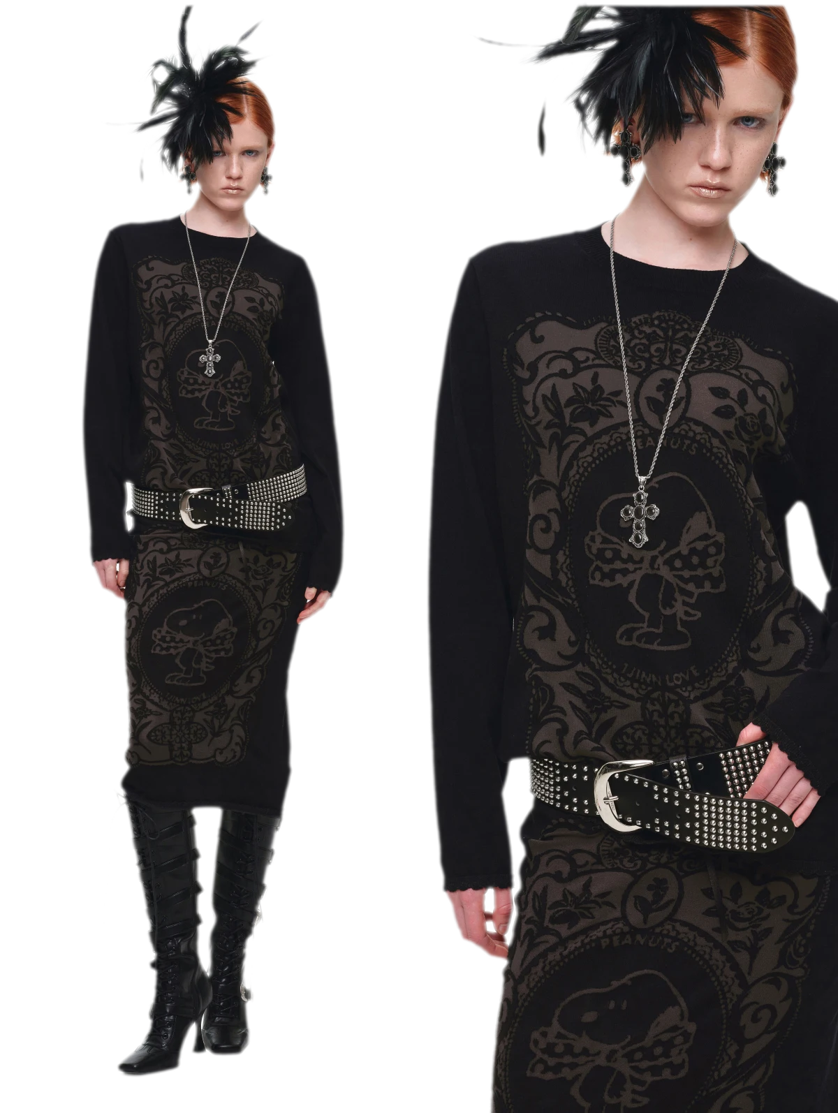 Burnout Graphic Knit Sweater