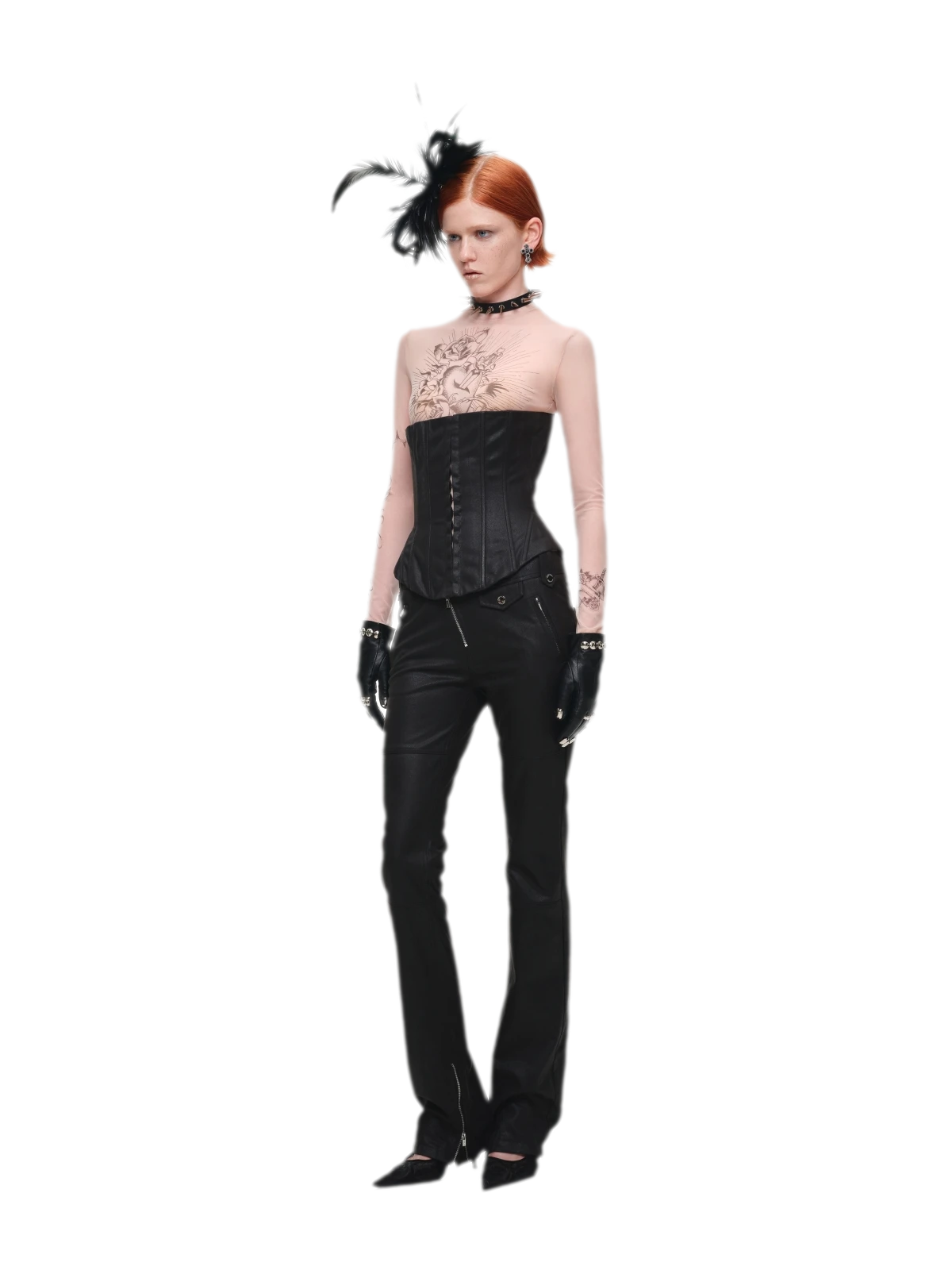 Washed Faux-Leather Corset Belt