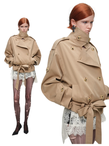 Double-Breasted Belted Trench Coat