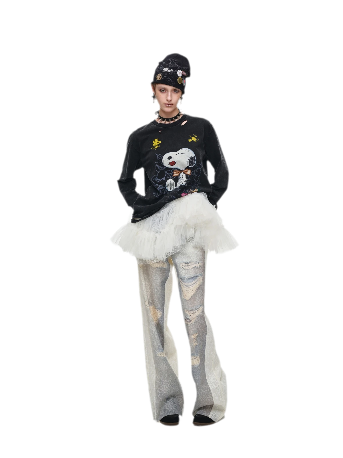 Washed Lace Straight Pants