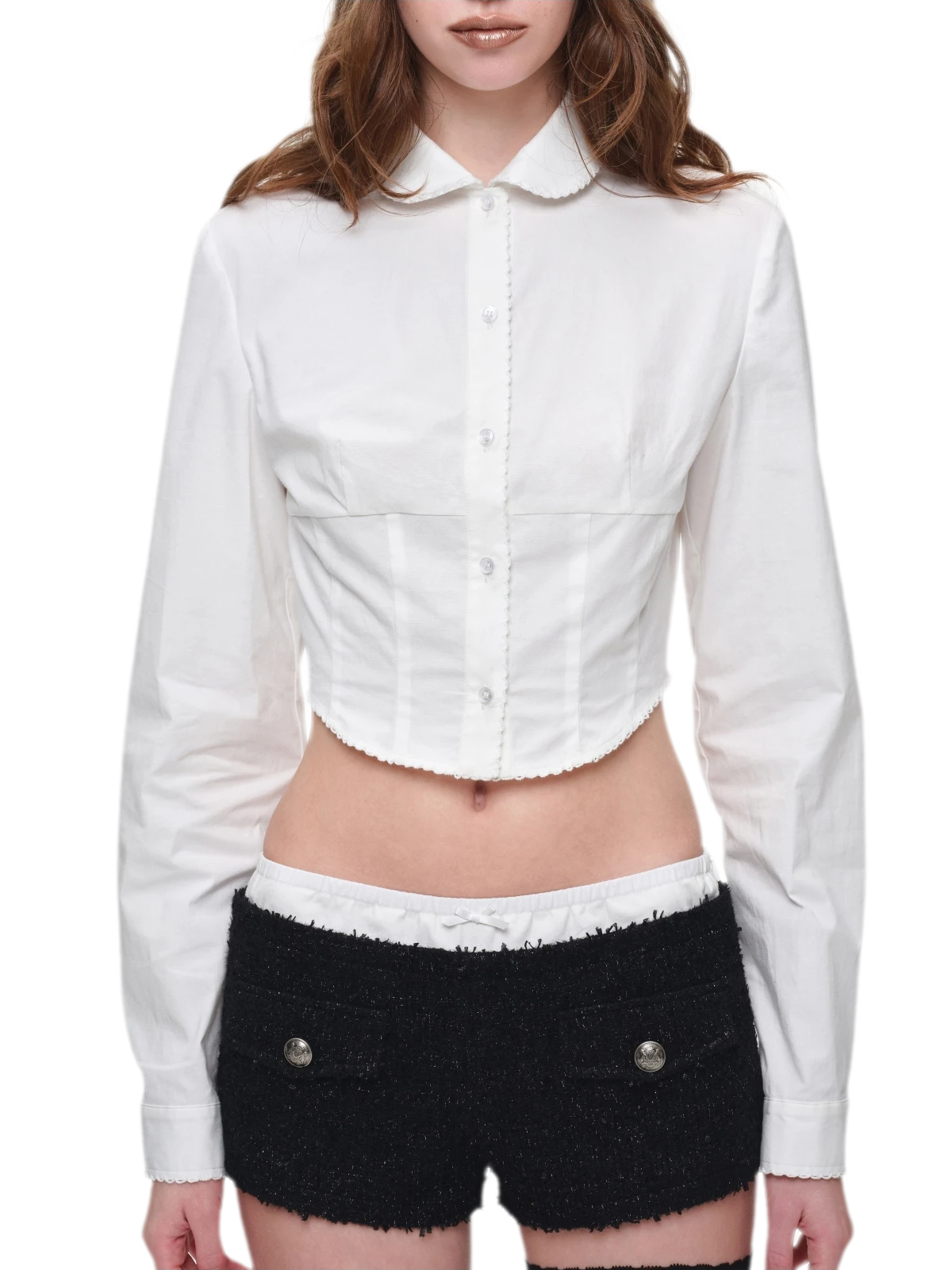 Bouclé Cropped Jacket Shorts Set