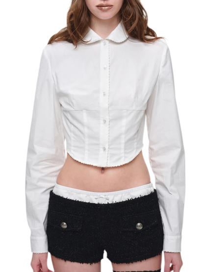 Bouclé Cropped Jacket Shorts Set