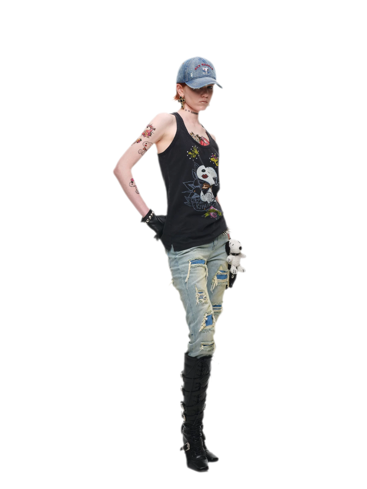 Washed Appliqué Straight-Leg Jeans