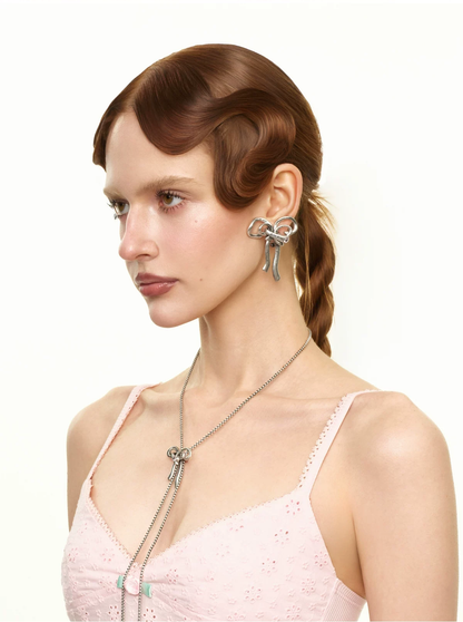 Vintage Rhinestone Bow Necklace