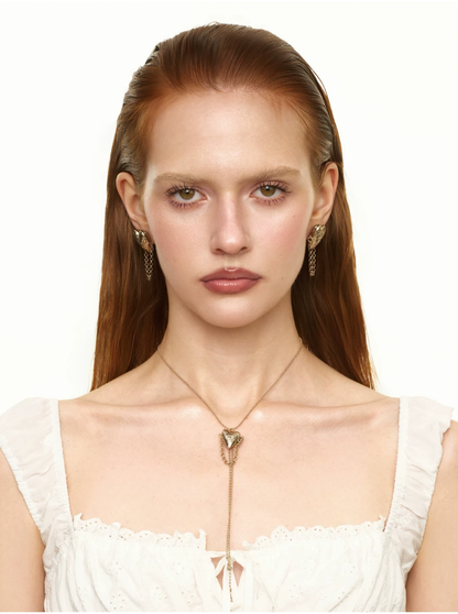 Y-Shaped Heart Tassel Necklace