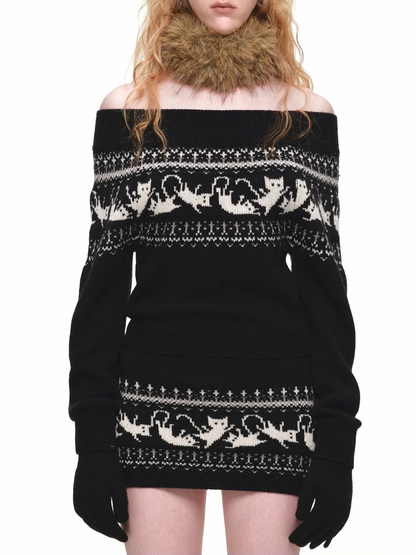 Haut en maille pour chat Fair Isle