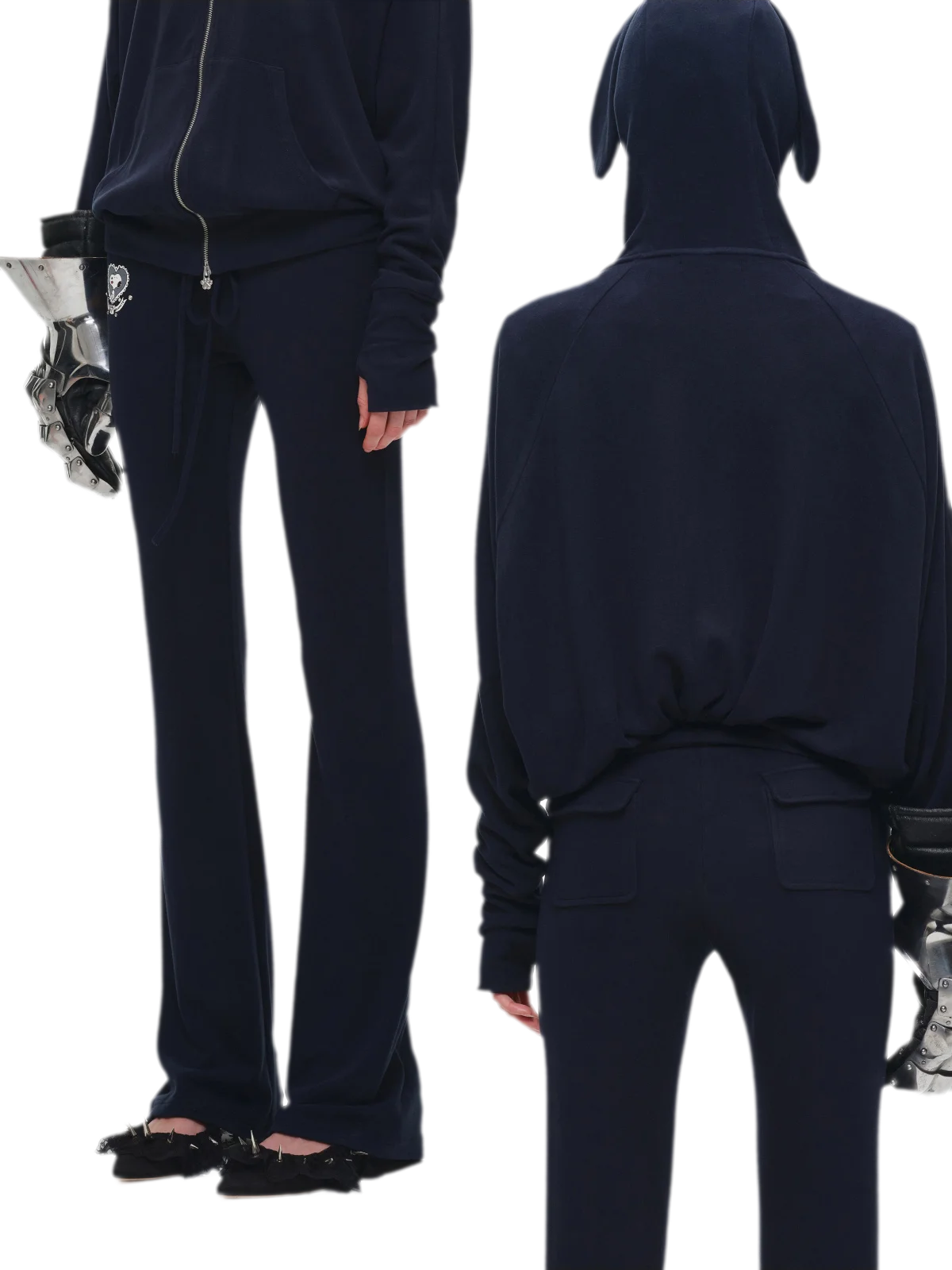 Brushed Knit Batwing Hoodie Set