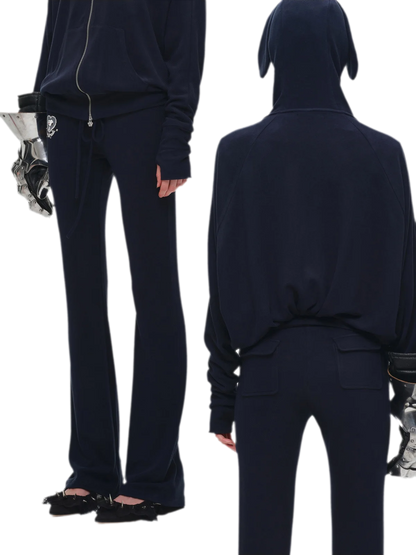 Brushed Knit Batwing Hoodie Set