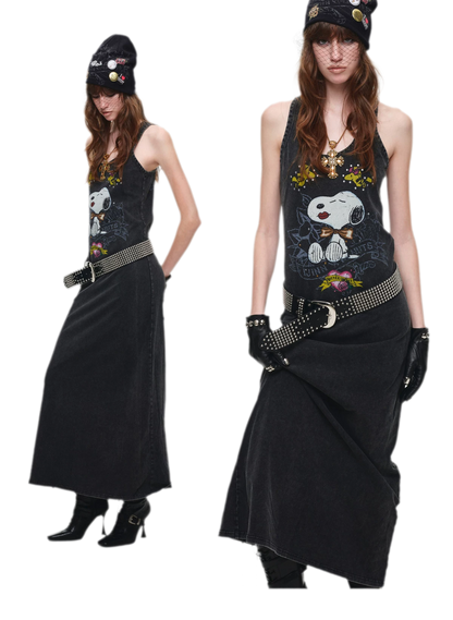 Washed Print Tank Dress