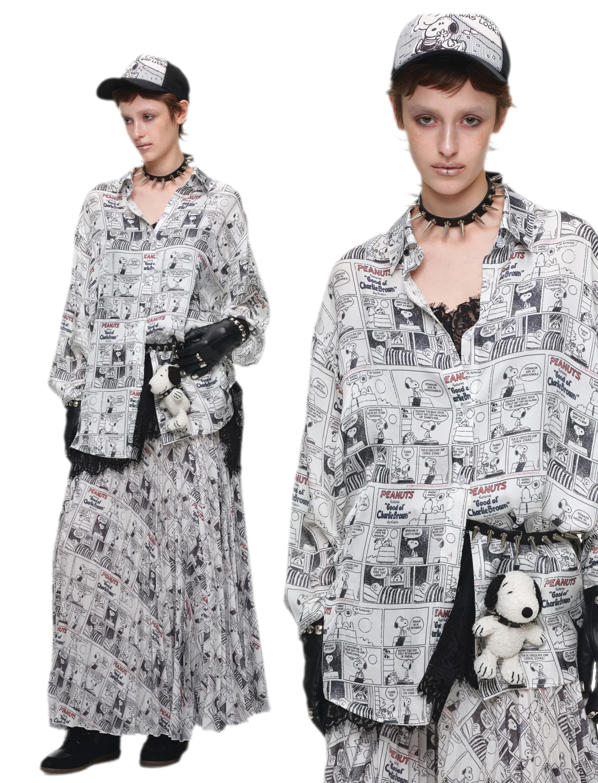 Pleated Newspaper A-Line Skirt