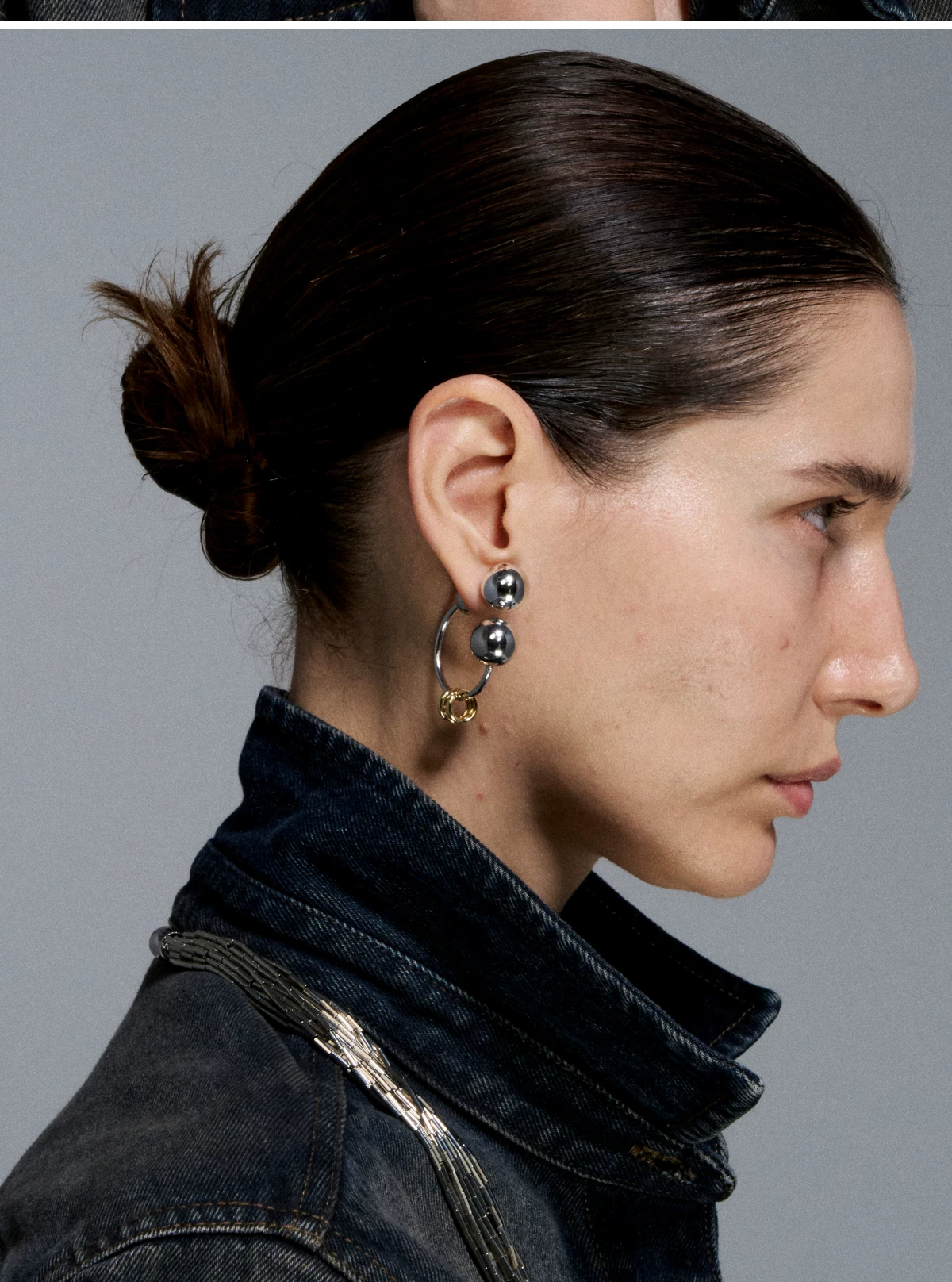 Reconstructed Series Gold and Silver Ball Earrings
