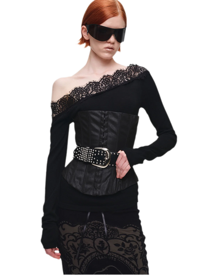 Acetate Cashmere Lace Knit Top