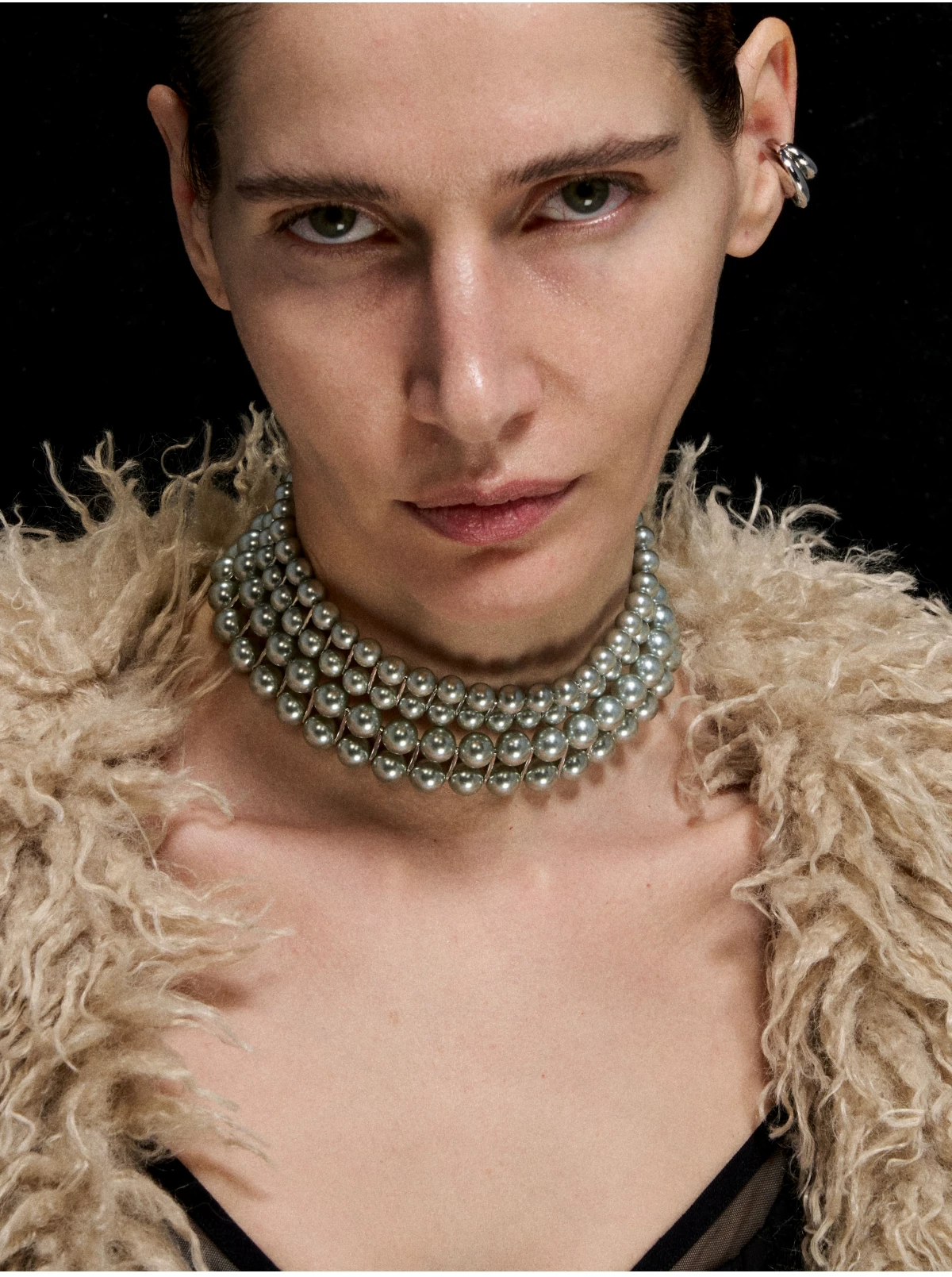 M2M Original Vintage Double Layer Pearl Metal Choker