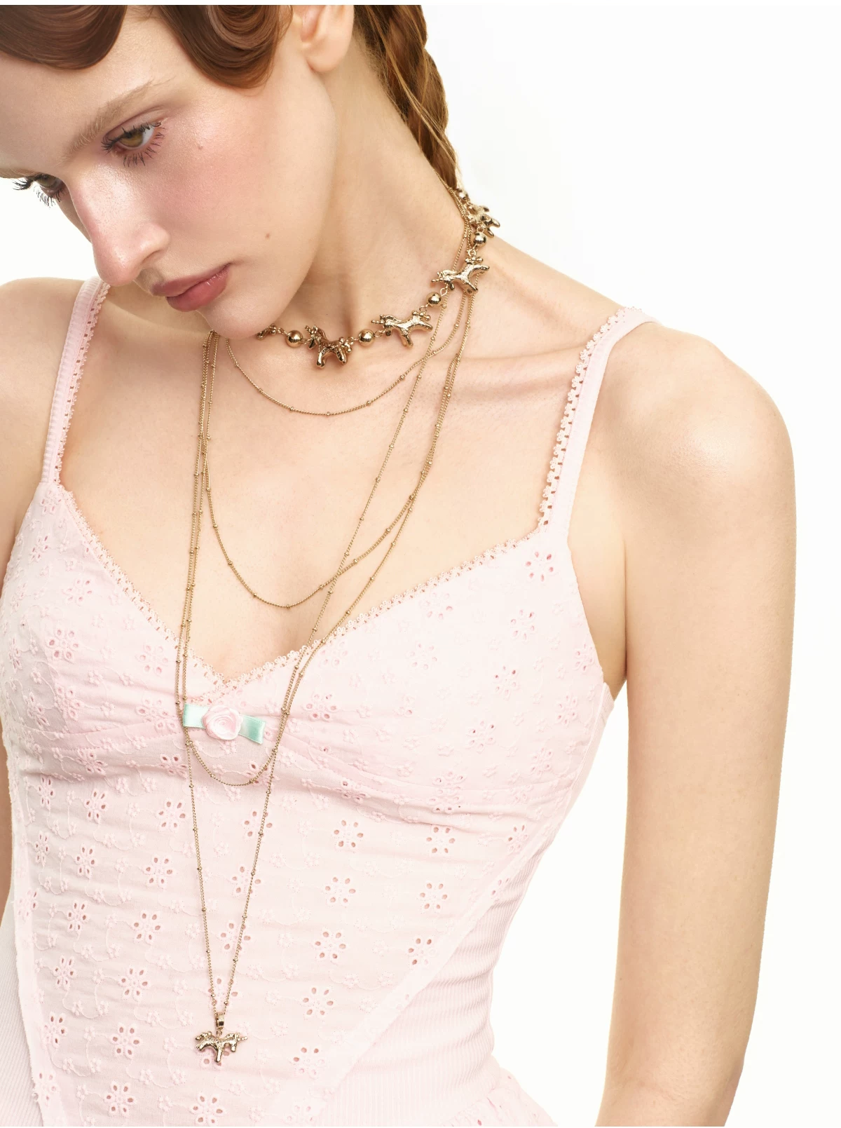 Embossed Pony Clavicle Necklace