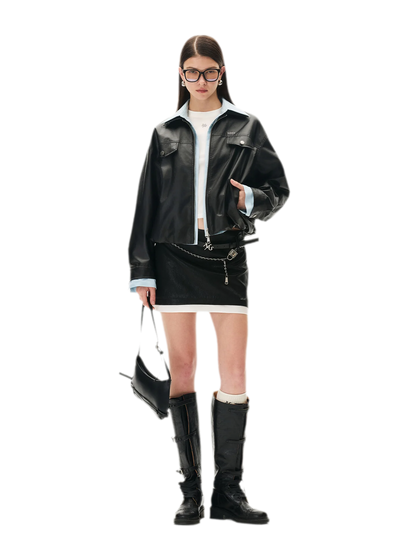 Matte Cropped Deconstructed Jacket