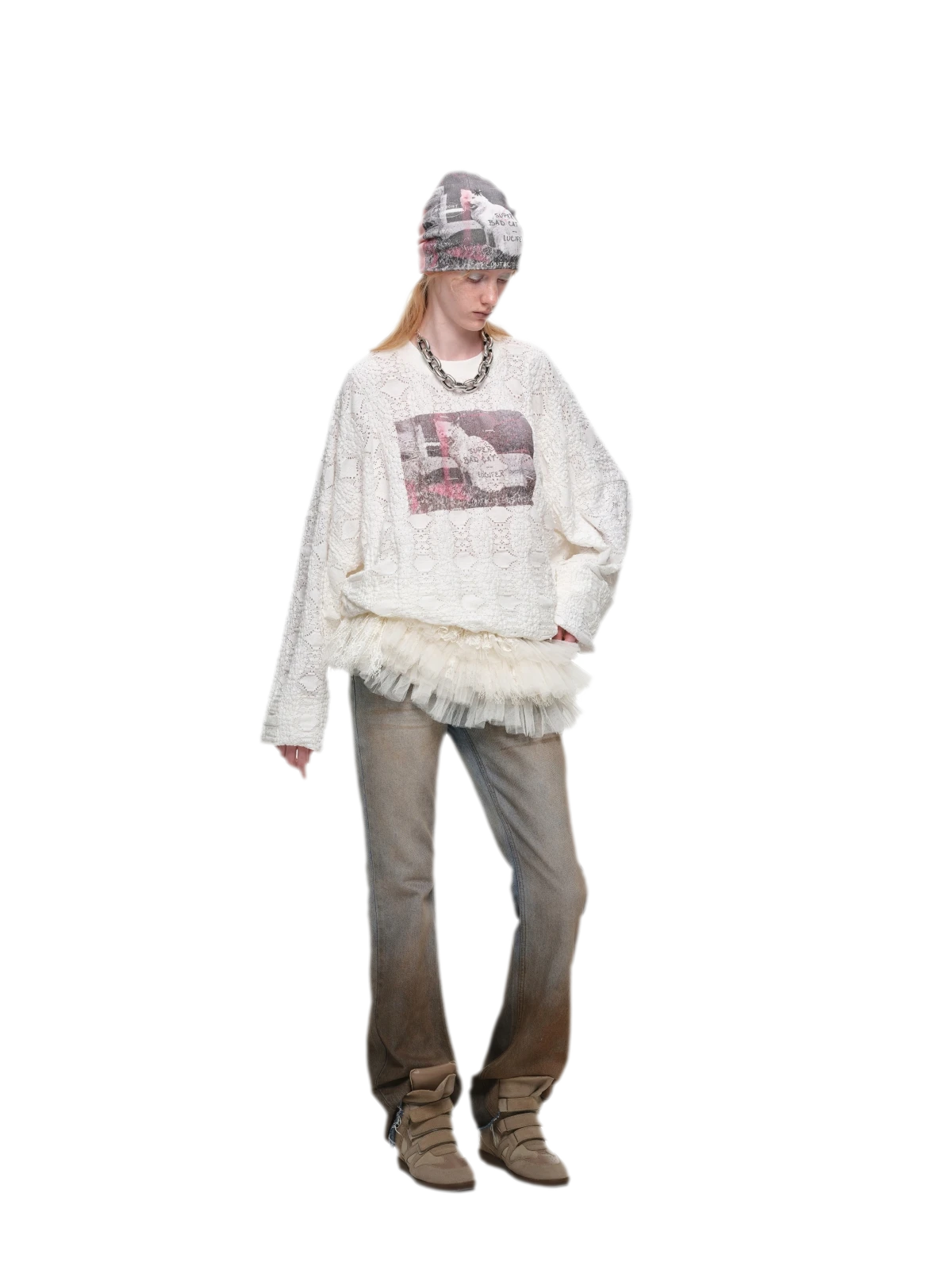 Quần jeans ống loe chuyển màu phong cách vintage
