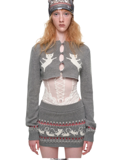 Ensemble en maille court Fair Isle
