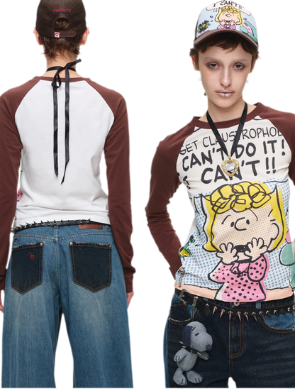 Contrast Raglan Graphic T-Shirt