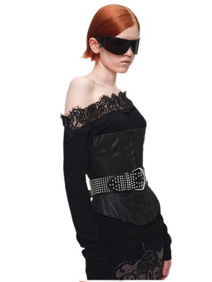 Acetate Cashmere Lace Knit Top