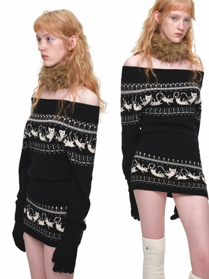 Haut en maille pour chat Fair Isle