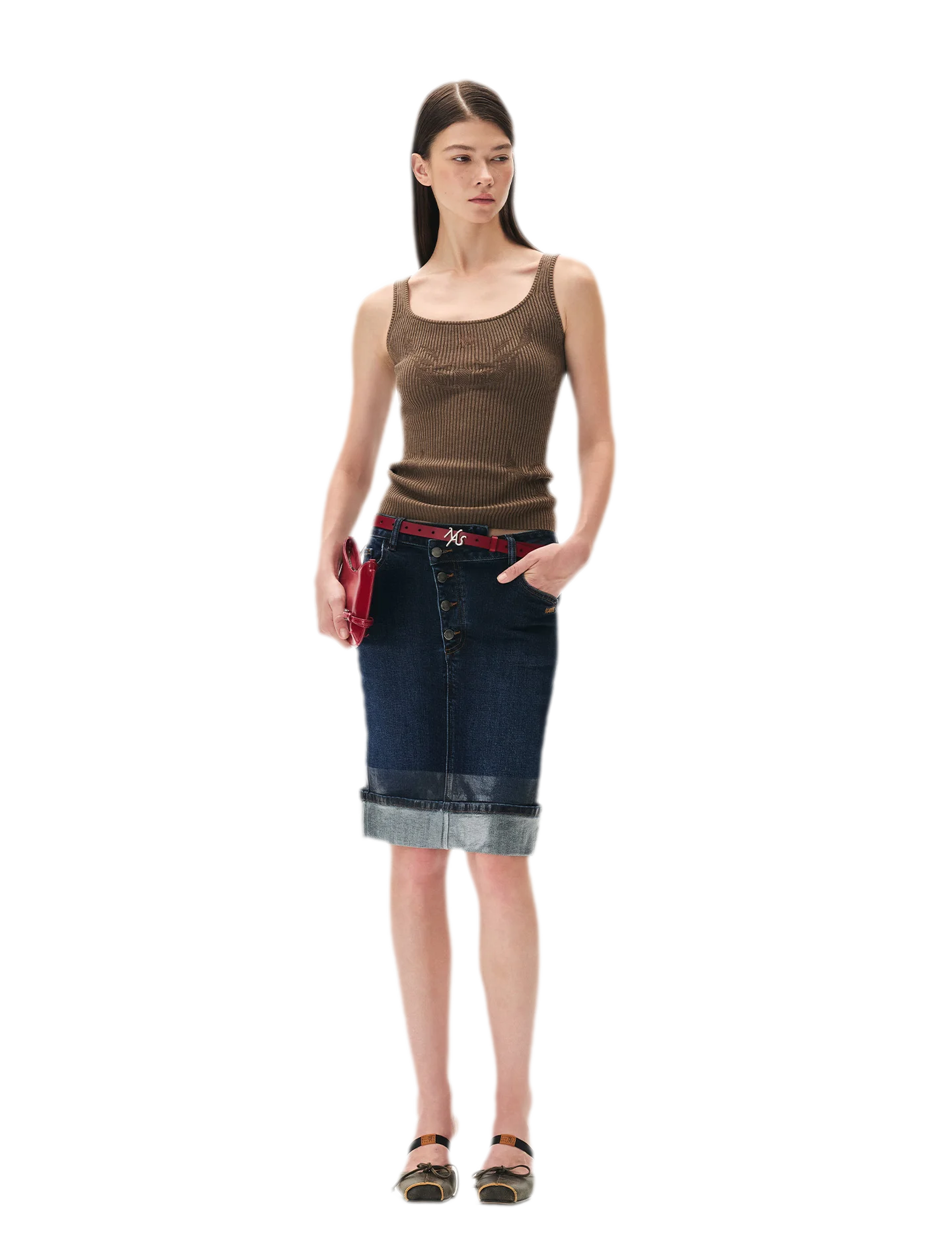 Openwork Jacquard Slim Knit Vest