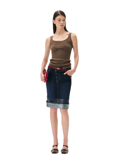 Openwork Jacquard Slim Knit Vest