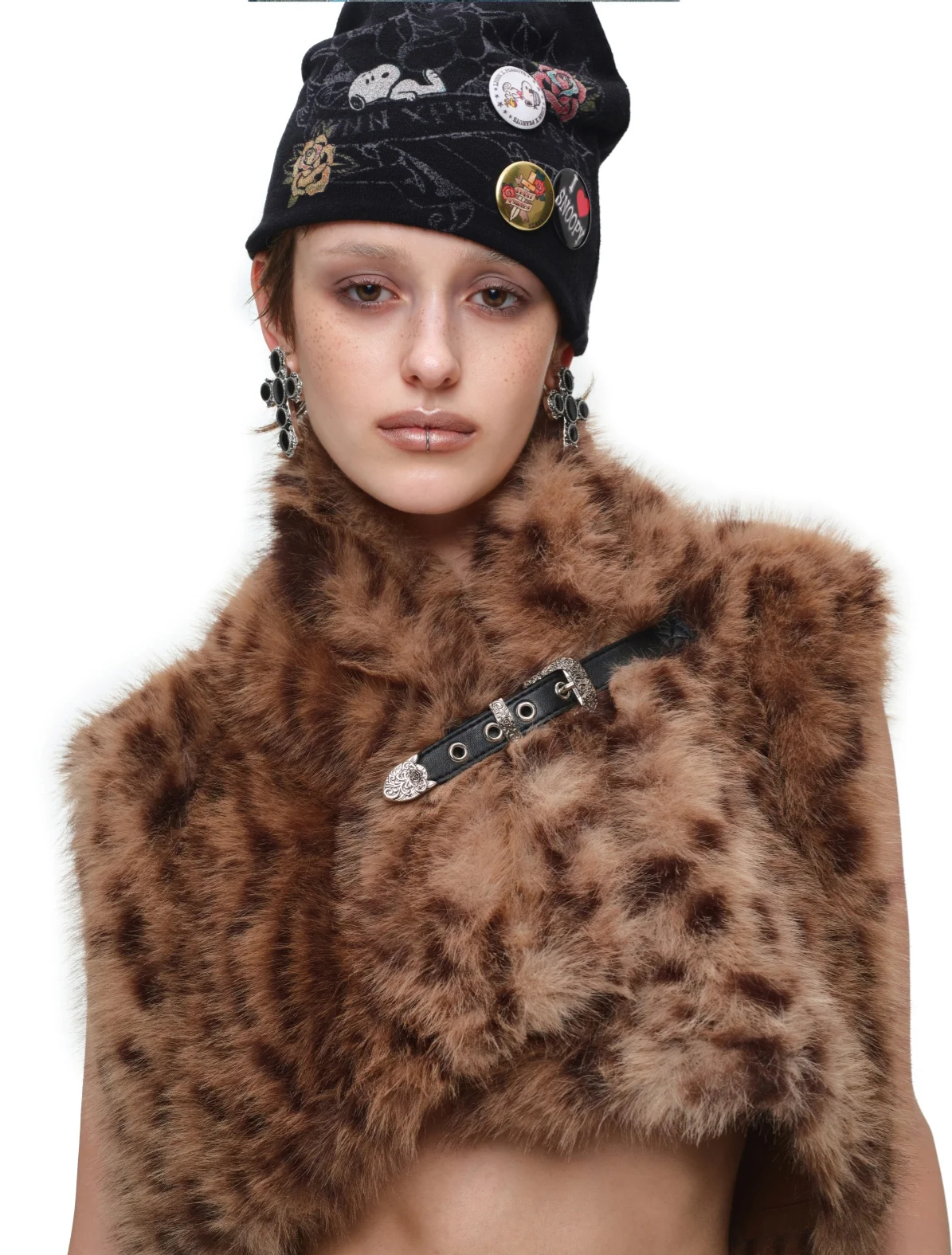 Belted Leopard Faux Fur Vest