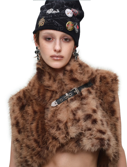 Belted Leopard Faux Fur Vest
