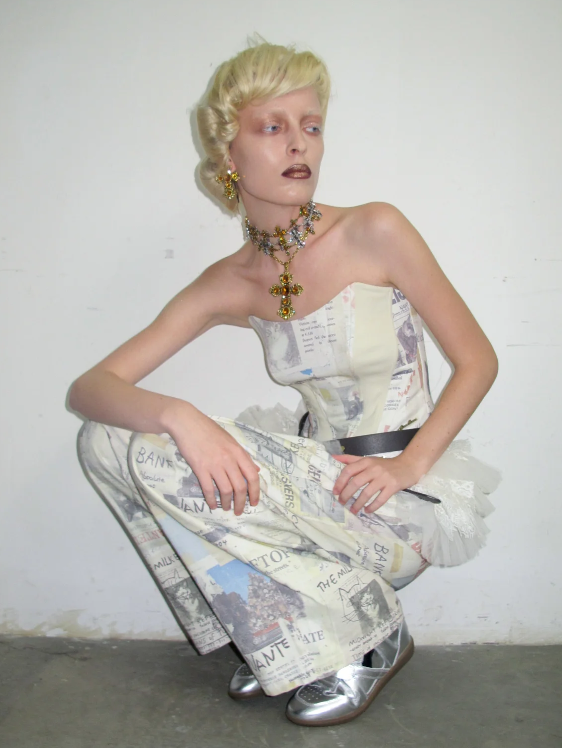 Printed Fishbone Bustier Top